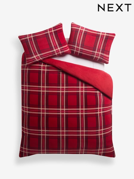 Red Check Fleece Duvet Cover and Pillowcase Set (AW5414) | 122 QAR - 269 QAR