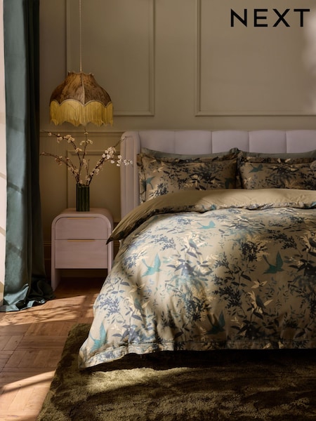 Green Time Travel Floral 200TC Sateen Duvet Cover and Pillowcase Set (AW5416) | 269 QAR - 416 QAR