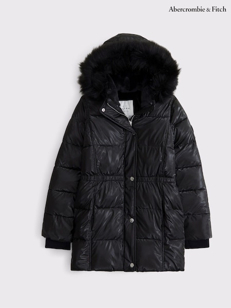 Abercrombie & Fitch Long Line Faux Fur Hood Parka Black Jacket (AW5446) | €147 - €150