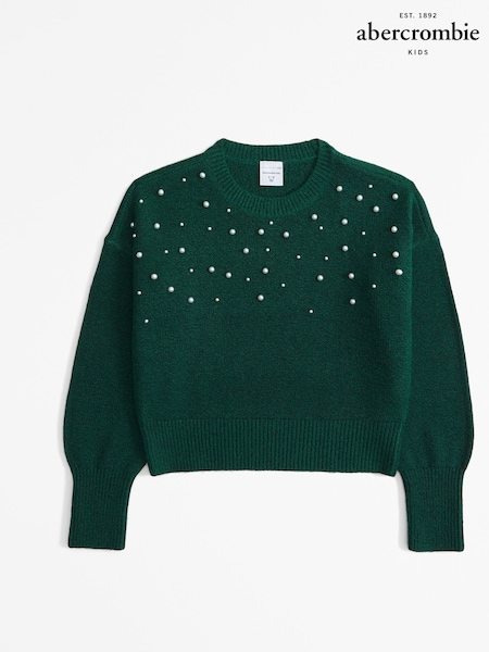 Vihreä - Abercrombie & Fitch Ballon Sleeve -neulepusero, jossa timanttiyksityiskohdat (AW5447) | €37 - €39