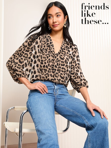 Бура тварина - Friends Like These V-подібний виріз бант Front 3/4 Sleeve Blouse (AW5472) | 1 923 грн