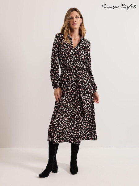 Phase Eight Black Petite Aoife Printed Jersey Dress (AW5478) | AED320