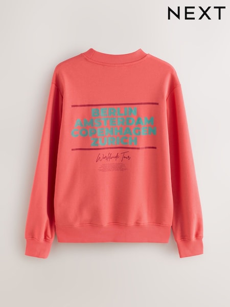 Coral Pink Cotton Rich Crew Graphic Sweatshirt (AW5488) | AED149