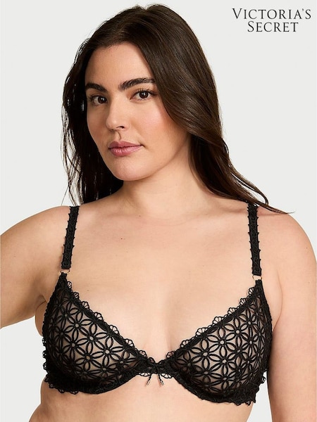 Victoria's Secret Black Unlined Demi Geo Daisy Lace Bra (AW5503) | €68
