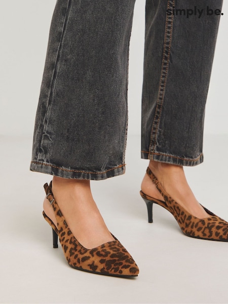 Simply Be Leopard Slingback Court Shoes In Wide Fit (AW5512) | €49