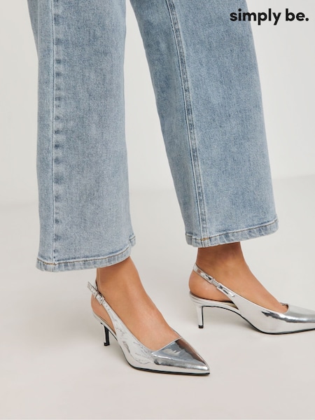 כסף - Simply Be Slingback Court Shoes In Extra Wide Fit (AW5520) | ‏171‏₪