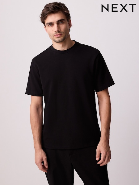 Black Regular Fit Smart Soft Touch Heavyweight T-Shirt (AW5522) | 79 QAR