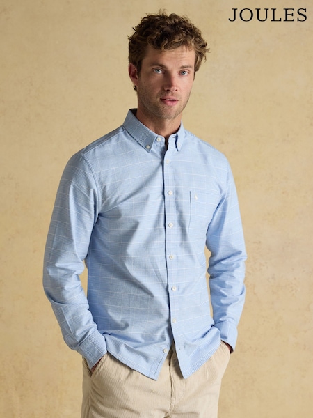 Joules Classic Fit Light Blue Check Long Sleeve Cotton Oxford Shirt (AW5525) | R$ 390