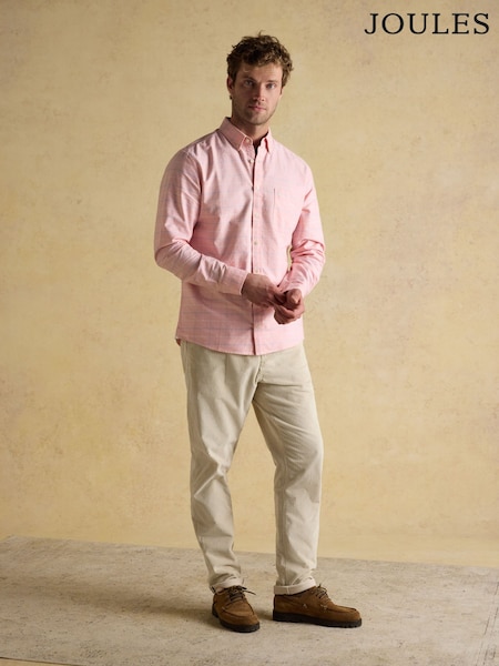 Joules Classic Fit Pink Check Long Sleeve Cotton Oxford Shirt (AW5526) | R$ 390