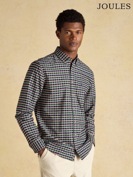 Joules Oxford Classic Fit Green Check Long Sleeve Cotton Shirt (AW5530) | R$ 390