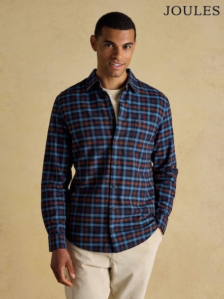 Brushed Flannel Brown/Navy Cotton Shirt (AW5550) | €53.95