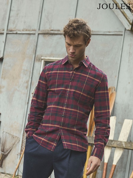 Brushed Flannel Burgundy Red Cotton Shirt (AW5552) | R$ 445