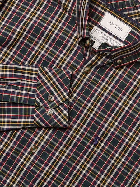 Joules Classic Fit Cotton Green Poplin Long Sleeve Check Shirt (AW5585) | R$ 415