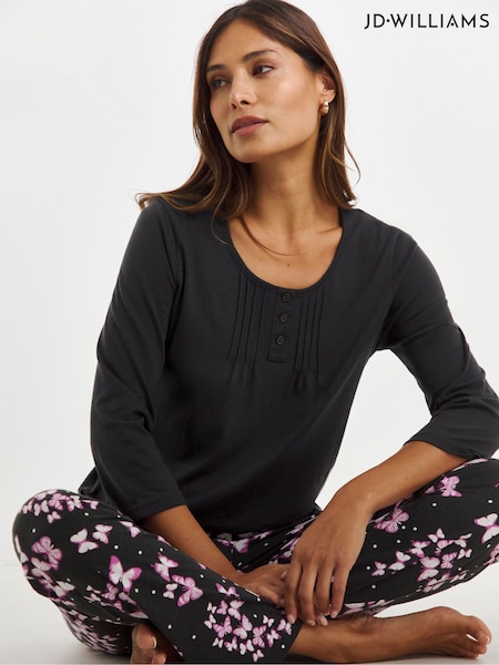 JD Williams Black Pretty Secrets Long Sleeves Pyjamas Set (AW5611) | €28