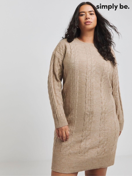 Simply Be Brown Cable Knit Dress (AW5616) | €28