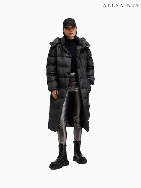 AllSaints Black Allana Puffer Coat (AW5681) | ₪2,007