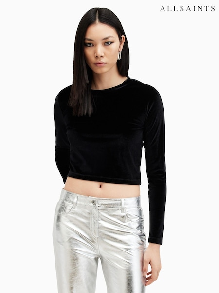 AllSaints Black Regina Velvet Top (AW5699) | 5,948 UAH