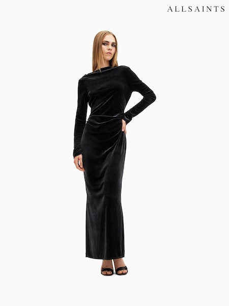 AllSaints Black Amoret Velvet Dress (AW5710) | R$ 1,965