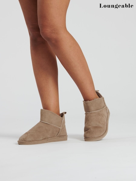 Loungeable Brown Taupe Mini Boots (AW5741) | AED70