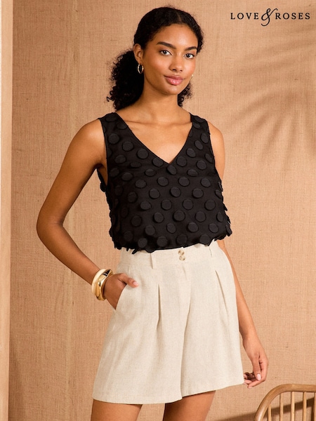 Neutral - Love & Roses Tailored Shorts With Linen (AW5749) | 238 LEI