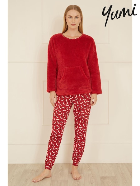 Yumi Red Pyjamas With Fleece Top And Dachshund Print Trousers (AW5791) | AED160