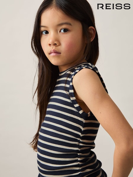 Reiss Navy/White Trudy 9-13 yrs Ruched Vest Top (AW5792) | €20