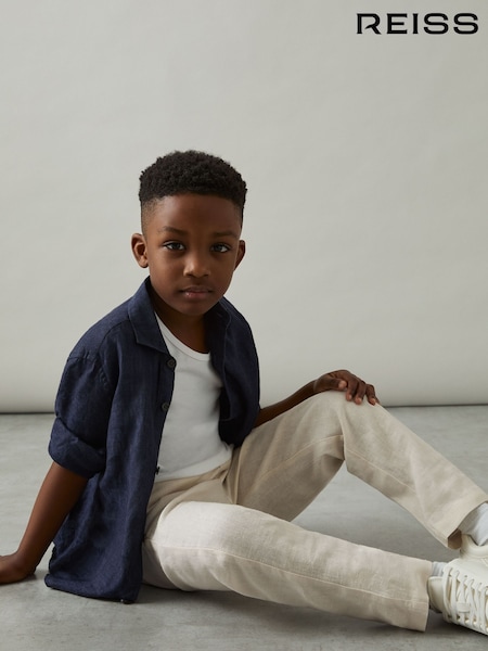 Reiss Stone Andros Linen Blend Drawstring Trousers (AW5805) | €61