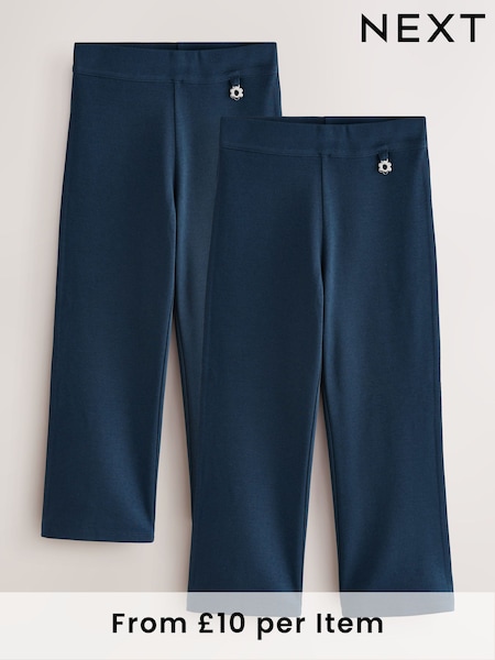 Navy Blue Pull-On Stretch Bootcut School Trousers 2 Pack (3-17yrs) (AW5947) | € 28 - € 43