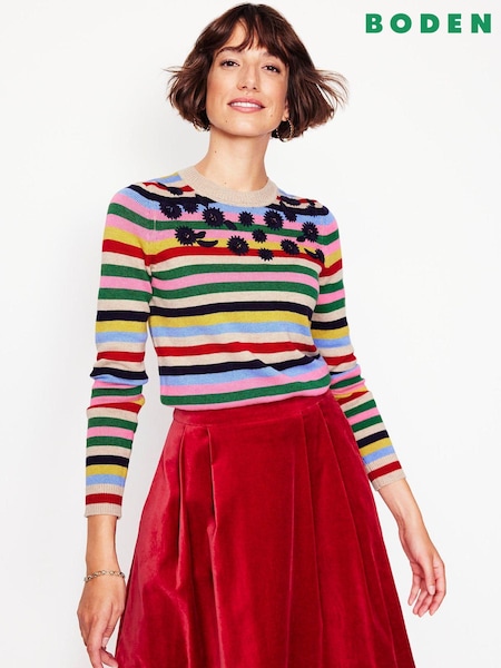 Boden Blue Embroidered Floral Print Jumper (AW5959) | kr1 713