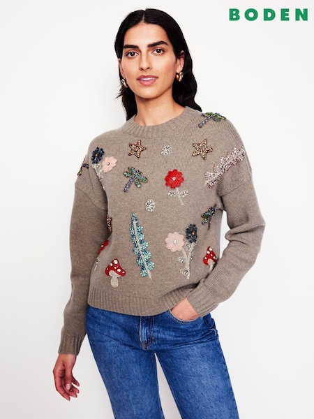Boden Grey Embellished Jumper (AW5962) | AED437
