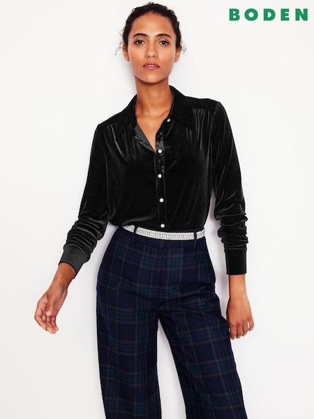 Boden Jewel Button Velvet Shirt (AW5964) | ‏302‏₪
