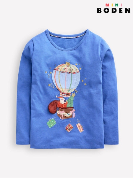Boden Blue Christmas Lift The Flap 100% Cotton T-Shirt (AW5972) | €19 - €21