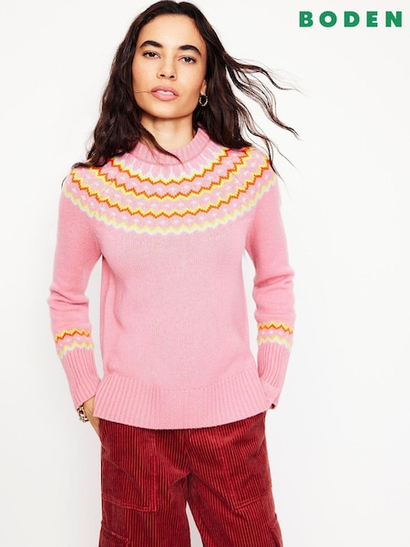 Boden Pink Cashmere Fair Isle Pattern Jumper (AW5978) | kr3 284