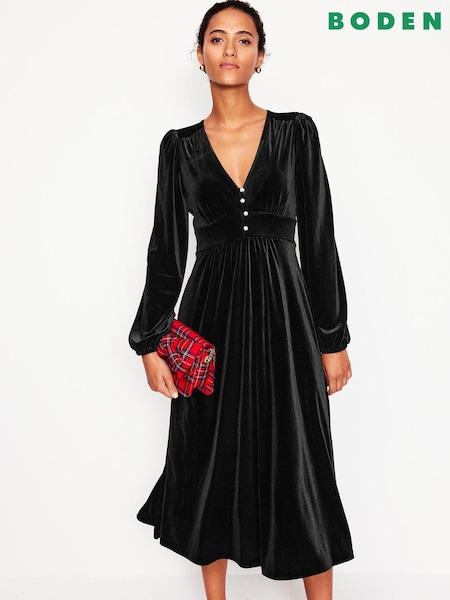שחור - Boden Jocelyn Velvet Tea Dress (AW5987) | ‏553‏₪