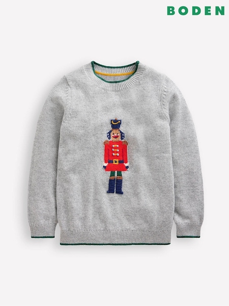 Boden Grey Festive Nutcracker Christmas Jumper (AW5997) | €40 - €45