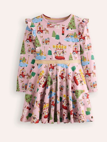Boden Pink Mabel Twirly Christmas 100% Cotton Ballerina Dress (AW6006) | €27 - €32