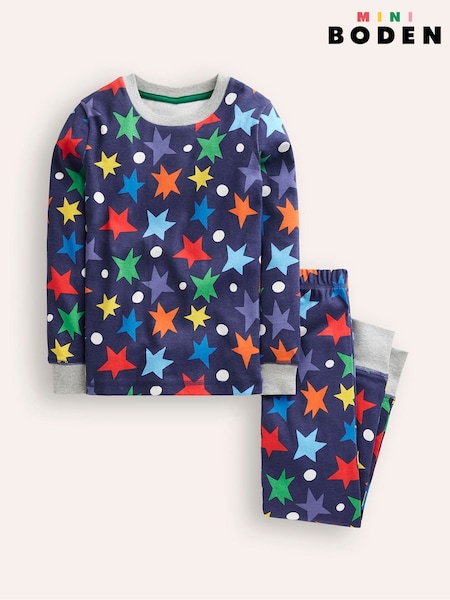 Boden Blue Snug Stars Glow-In-The-Dark 100% Cotton Pyjamas (AW6020) | AED78 - AED93