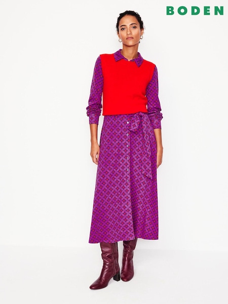 Boden Purple Marcia Jersey Midi Shirt Dress (AW6037) | 242 QAR