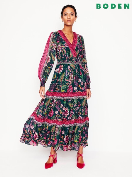 Boden V-neck Ruffle Maxi Dress (AW6051) | ‏930‏₪