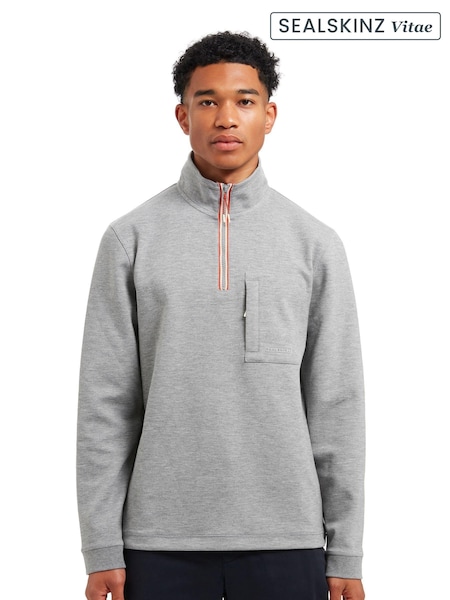 Sealskinz Grey Foulsham Water Repellent 1/4 Zip Funnel Neck Sweatshirt (AW6081) | $102