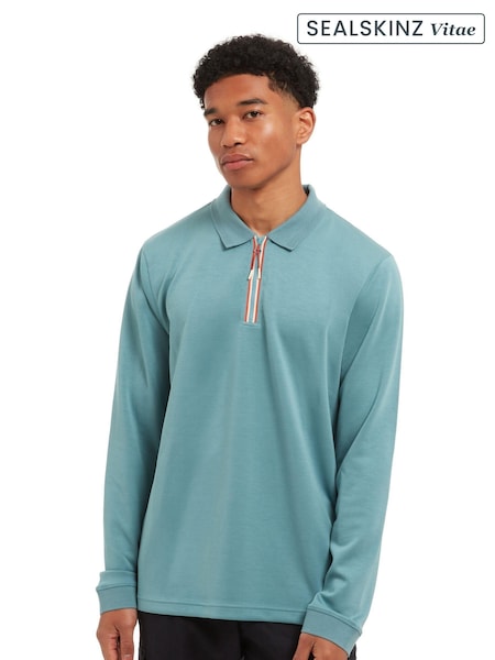 Sealskinz Green Heywood Soft Touch Quarter Zip Polo Shirt (AW6082) | €79