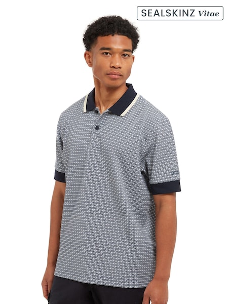 Sealskinz Blue Dersingham Soft Touch Printed Polo Shirt (AW6086) | €63
