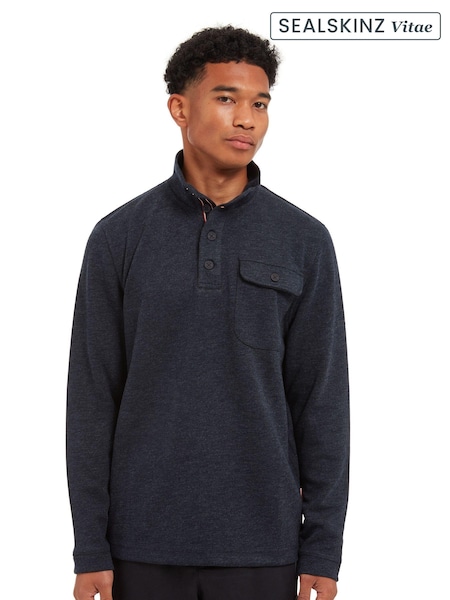 Sealskinz Blue Fakenham Water Repellent Buttoned Funnel Neck Sweatshirt (AW6097) | €197