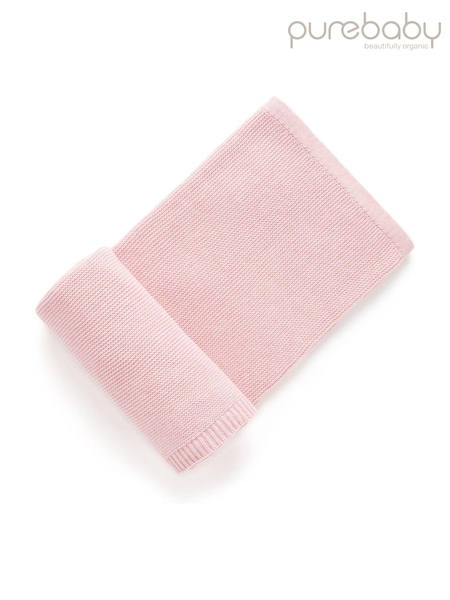Purebaby Pink Textured Knit 100% Cotton Blanket (AW6125) | €42