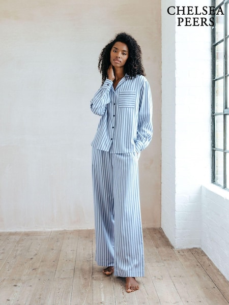 Chelsea Peers Sateen Stripe Long 100% Organic Cotton Pyjamas Set (AW6157) | 354 LEI