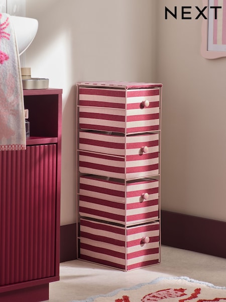 Pink and Red Berry Stripe Fabric Storage Drawers (AW6188) | €39