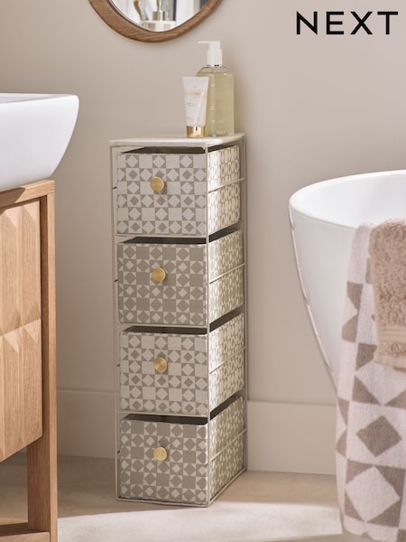 Natural Geo Print Fabric Storage Drawers (AW6189) | €46