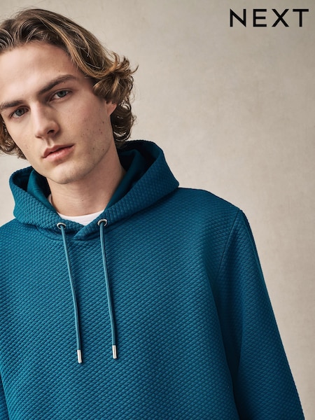 Teal Blue Textured Overhead Hoodie (AW6201) | €48