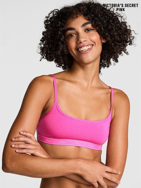 Victoria's Secret PINK Pink Gossip Cotton Logo Skinny Scoop Bralette (AW6293) | €22