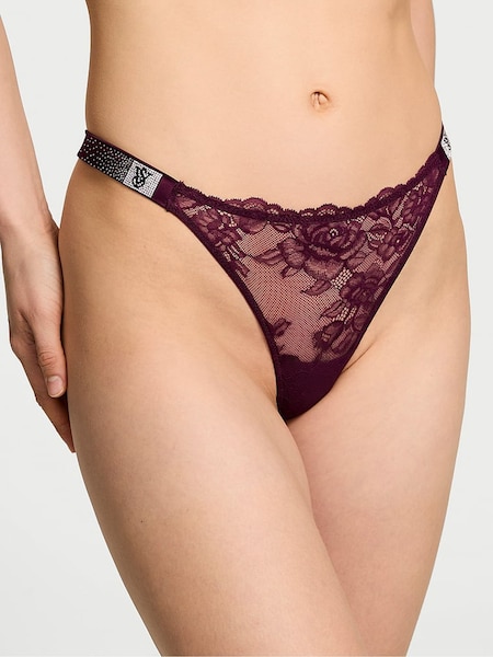 Victoria's Secret Kir Red Thong Scattered Shine Strap Lace Knickers (AW6373) | €22.50